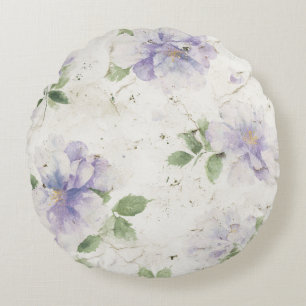 Pretty Purple Lavender Flowers Round Cushion