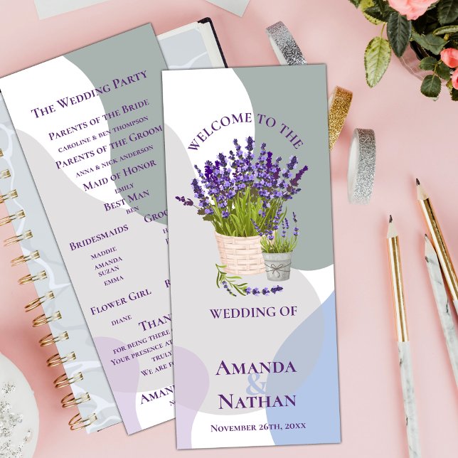 Pretty Purple Lavender Flowers wedding Program Invitation (Pretty Purple Lavender Flowers wedding Program)