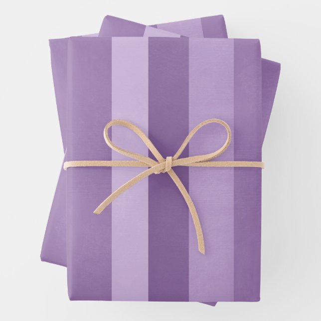 Pretty Purple Lavender Textured Stripes Pattern Wrapping Paper Sheet (In situ)