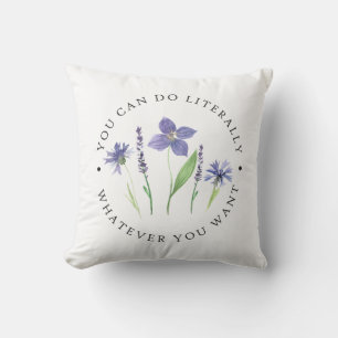 Pretty Purple & Lavender Watercolor Wildflower Cushion