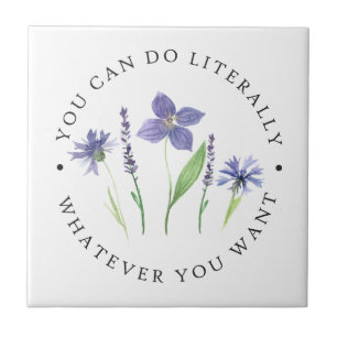 Pretty Purple & Lavender Watercolor Wildflower Tile