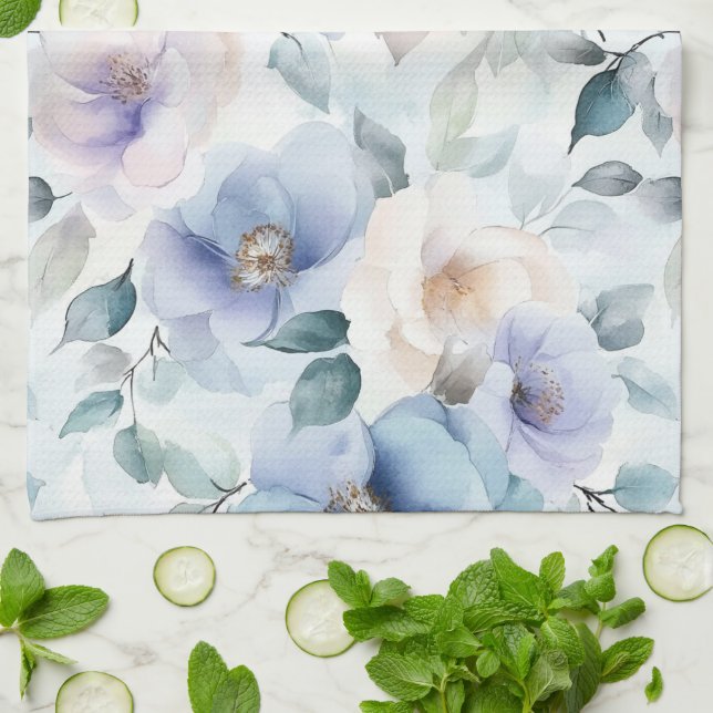 Pretty Purple Lavender White Flowers   Tea Towel (Folded)