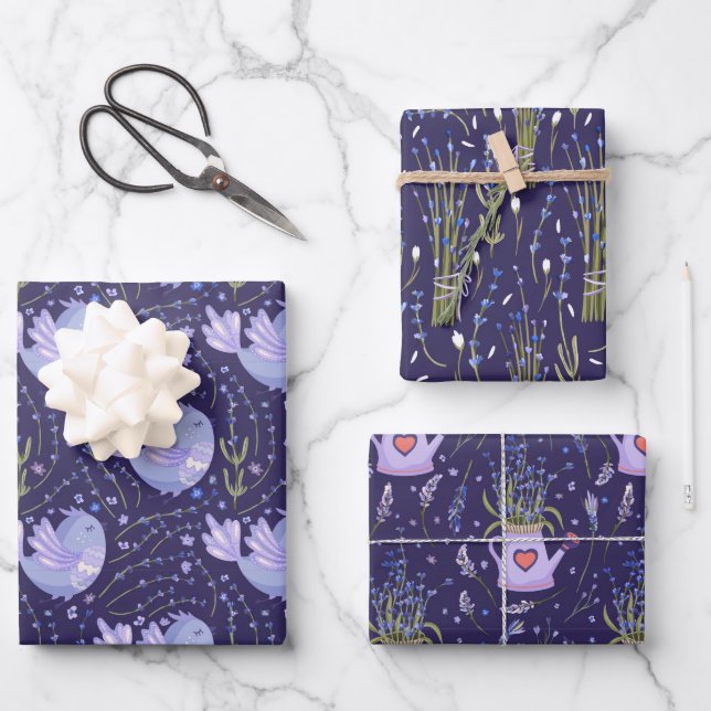 Pretty Purple Lavender Wrapping Paper Sheet (Front)