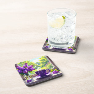 Pretty Purple Lilacs and Coffee  Coaster