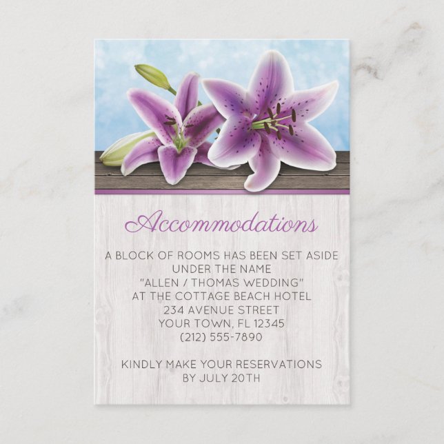 Pretty Purple Lily Accommodations Cards (Front)