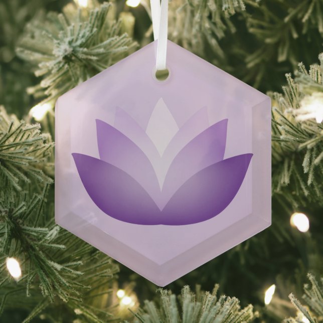 Pretty Purple Lotus Flower Glass Tree Decoration (Insitu)