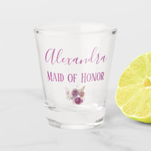 Pretty Purple Maid of Honour Keepsake Shot Glass