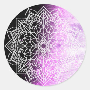 Pretty Purple Mandala Abstract Classic Round Sticker