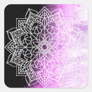 Pretty Purple Mandala Abstract Square Sticker