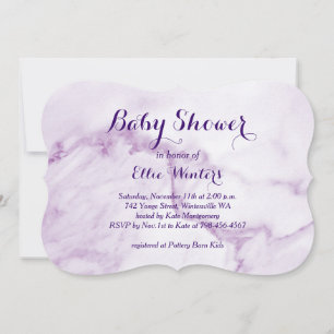 Pretty Purple Marble Baby Shower Invitation