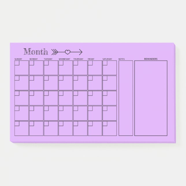 Pretty Purple Monthly Planner Post-it Notes (Front)