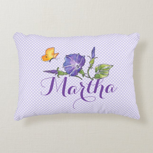 Pretty Purple Morning Glory Accent Pillow (Front)