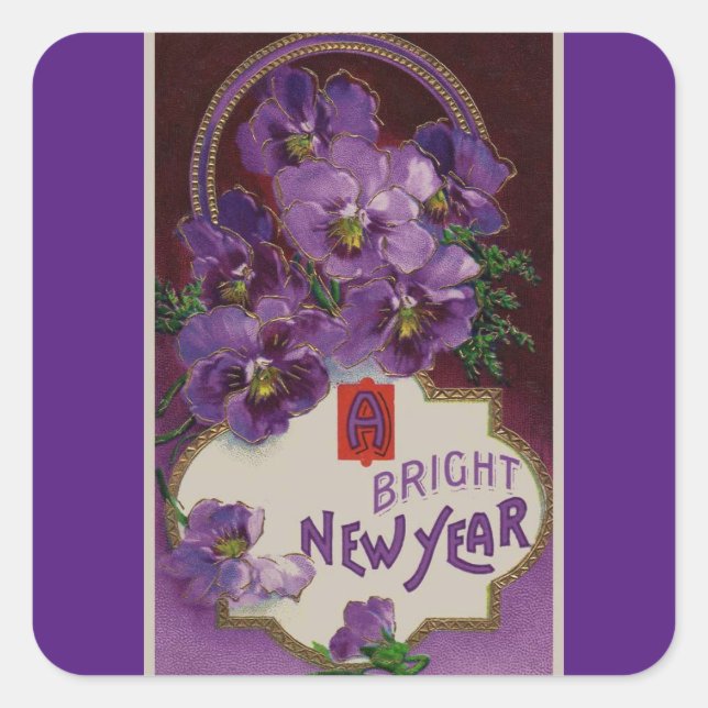 Pretty Purple New Year Sticker (Front)