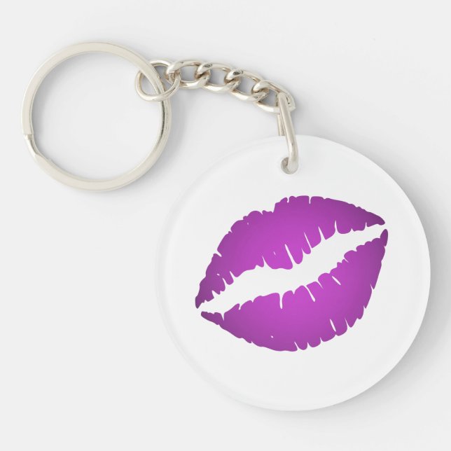 Pretty Purple Ombre Lipstick Pout Kiss Key Ring (Front)