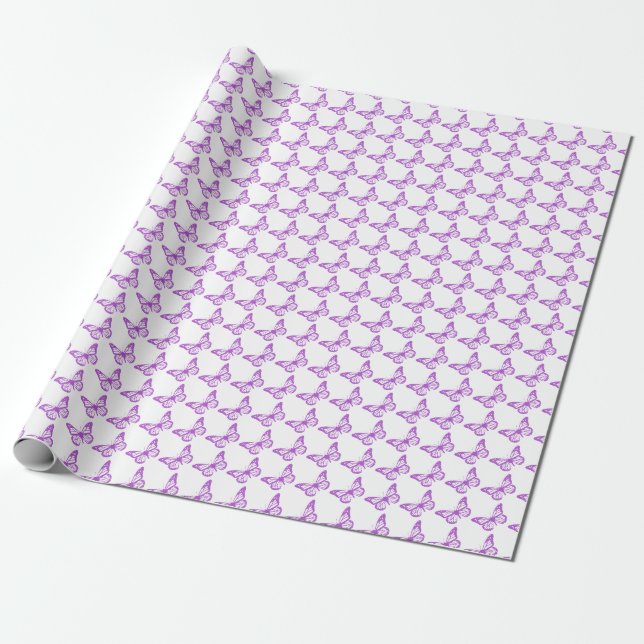 Pretty Purple Pain Awareness Butterflies Wrapping Paper (Unrolled)