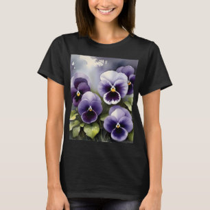 Pretty purple pansies watercolor painting T-Shirt