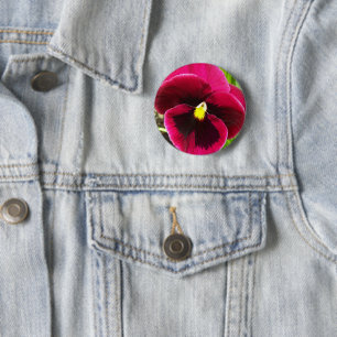 Pretty Purple Pansy Floral 6 Cm Round Badge