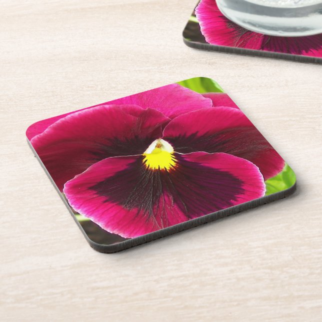 Pretty Purple Pansy Floral Coaster (Left Side)