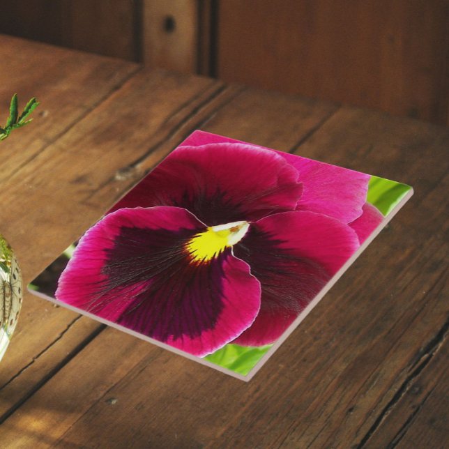 Pretty Purple Pansy Floral Tile (In Situ)