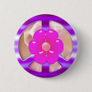 Pretty Purple Peace Sign 6 Cm Round Badge