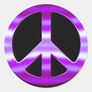 Pretty Purple Peace Sign Classic Round Sticker
