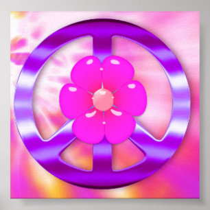 Pretty Purple Peace Sign Tie Dyed Poster Print