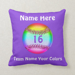 Pretty Purple Personalised Baseball Throw Pillows