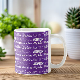Pretty Purple Personalised Name Collage Coffee Mug
