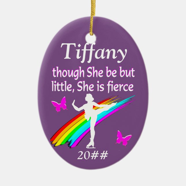 PRETTY PURPLE PERSONALIZE ICE SKATING ORNAMENT (Front)