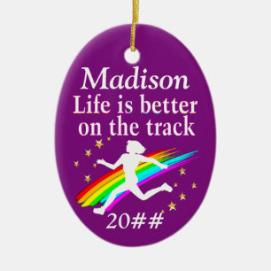 PRETTY PURPLE PERSONALIZED DATED TRACK ORNAMENT