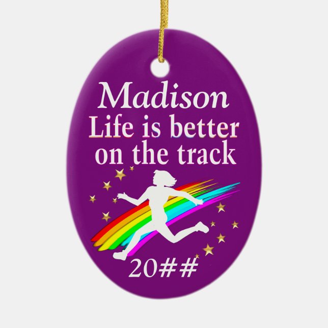 PRETTY PURPLE PERSONALIZED DATED TRACK ORNAMENT (Front)