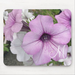 Pretty Purple Petunia Flower Photo Monogram Mouse Mat