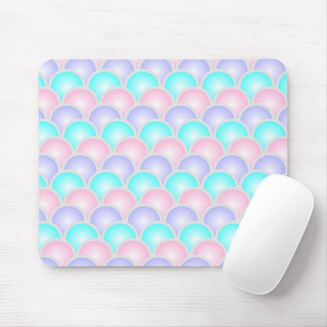pretty purple pink aqua blue pastel mermaid scales mouse mat (With Mouse)