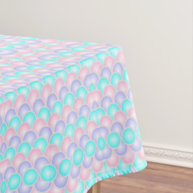 pretty purple pink aqua blue pastel mermaid scales tablecloth (In Situ)