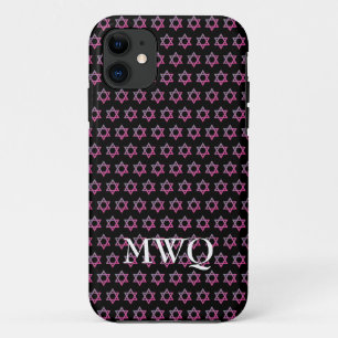 Pretty Purple Pink   Monogram   STAR OF DAVID Otte iPhone 11 Case