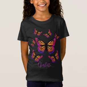 Pretty purple pink orange butterflies   T-Shirt