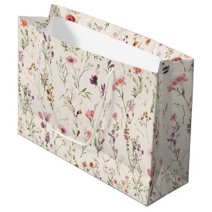 Pretty Purple Pink Red Flowers Birthday Large Gift Bag