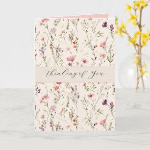 Pretty Purple Pink Red Flowers Thinking of You Card
