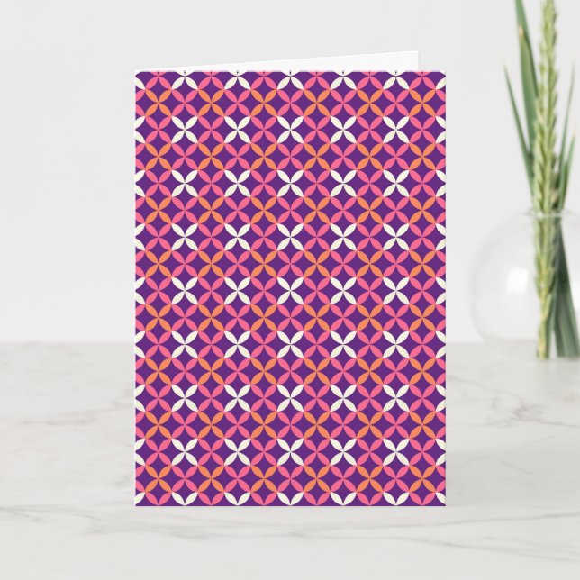 Pretty Purple Pink White Cross Stitch Pattern Gift Card (Front)