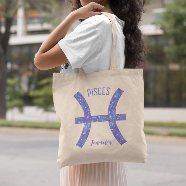 Pretty Purple Pisces Astrology Sign Personalised Tote Bag (Creator Uploaded)