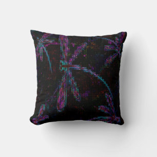 Pretty Purple Pixelated Dragonfly Cushion
