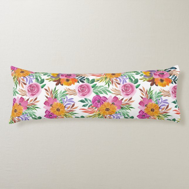 Pretty Purple Roses Yellow Flowers Floral Bedding Body Cushion (Front)