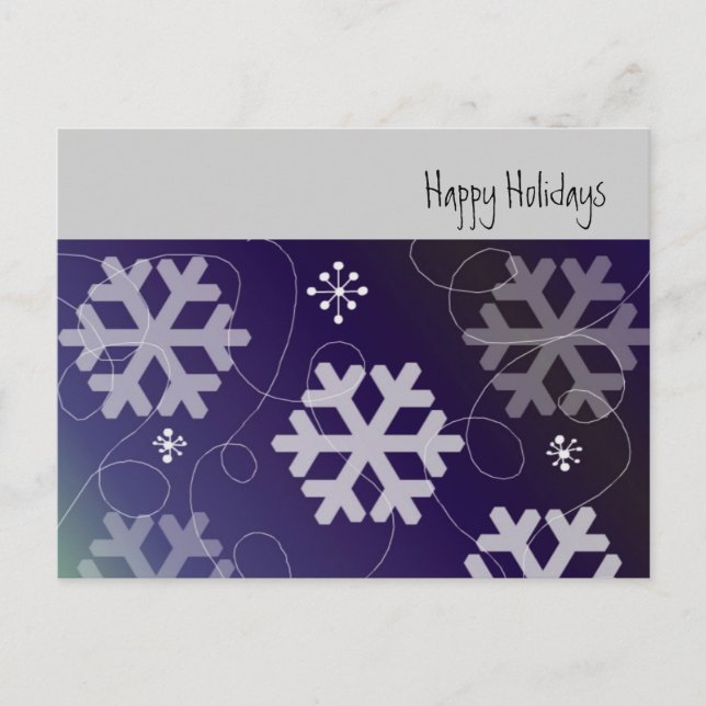 Pretty Purple Snowflakes Holiday Postcard (Front)