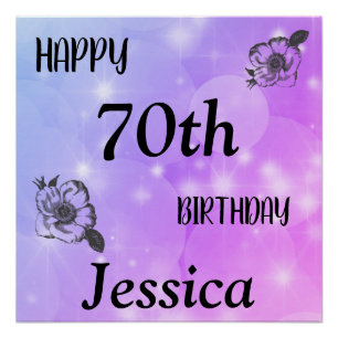 Pretty Purple sparkle Happy 70th  Birthday Poster