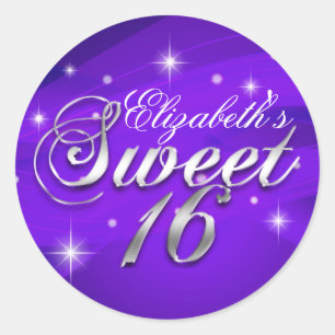 Pretty Purple Sparkle Sweet Sixteen Sticker