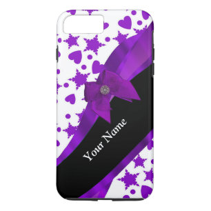 Pretty purple spotty girly pattern personalised iPhone 8 plus/7 plus case