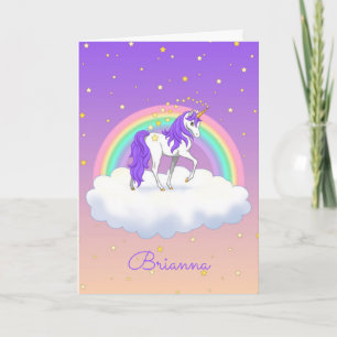 Pretty Purple Sweet Dreams Rainbow Unicorn Card