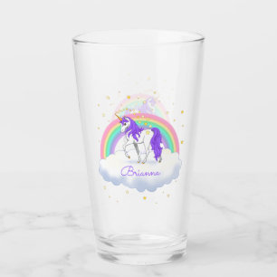 Pretty Purple Sweet Dreams Rainbow Unicorn Glass
