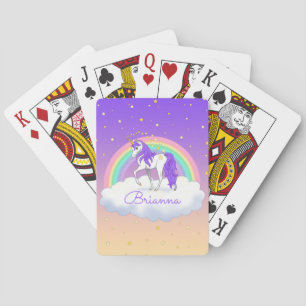 Pretty Purple Sweet Dreams Rainbow Unicorn Playing Cards