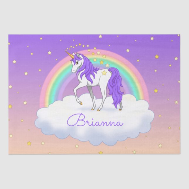 Pretty Purple Sweet Dreams Rainbow Unicorn Tissue Paper (Front)